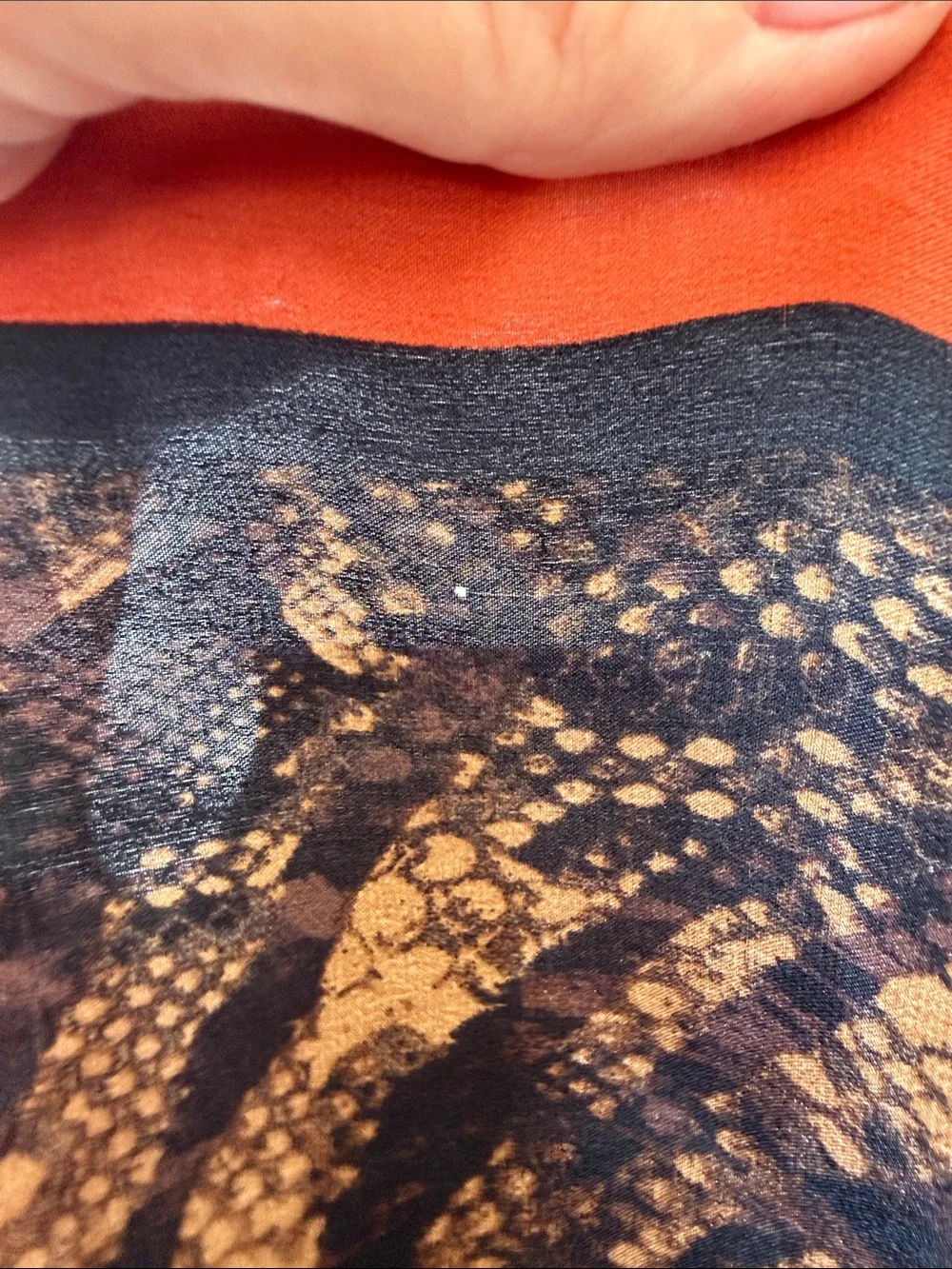 White House Black Market Tiger Print Silk Scarf Brown/Black/Rust
